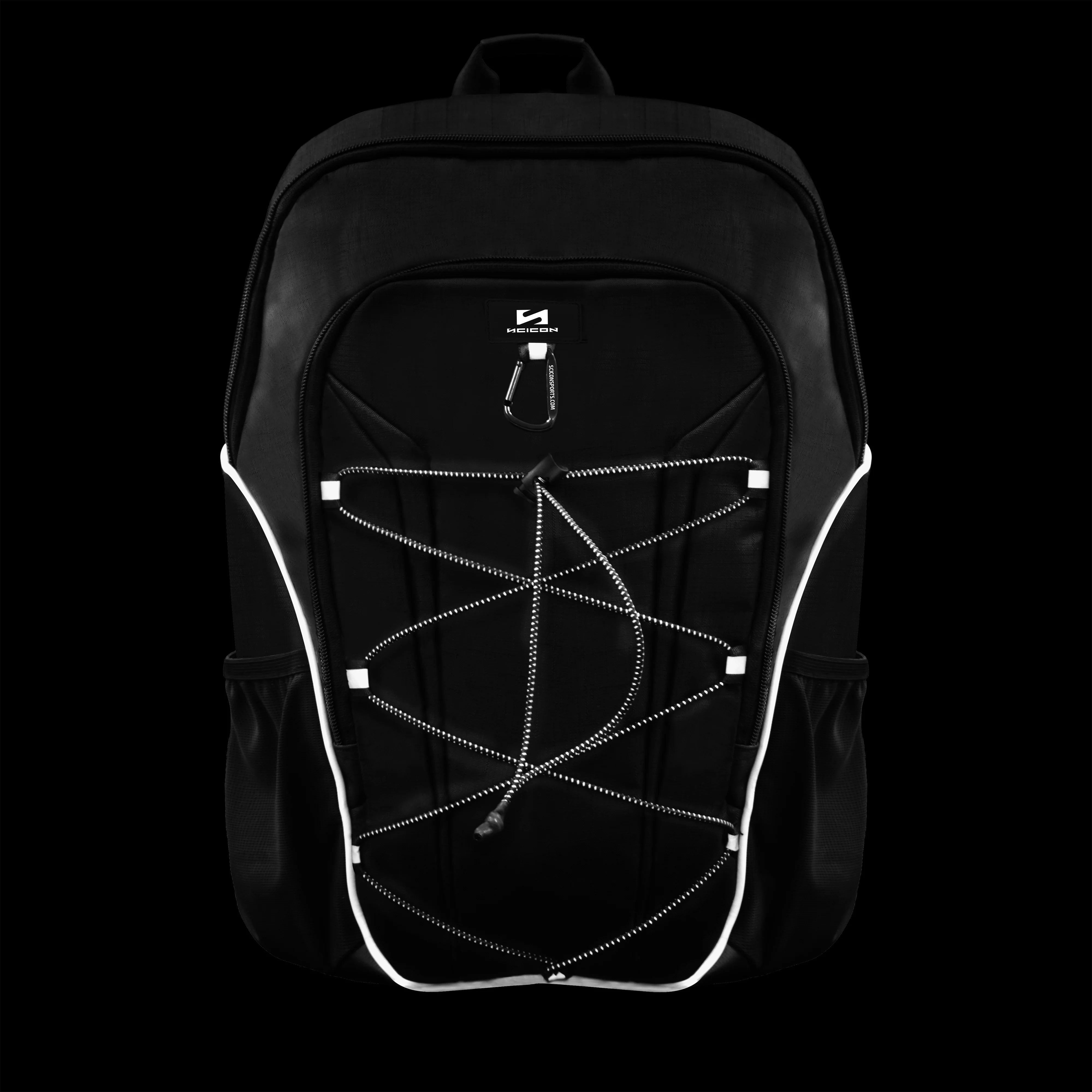 Scicon Compact Sport Backpack 25L showing multiple compartments, padded straps, and sleek black design suitable for active use.