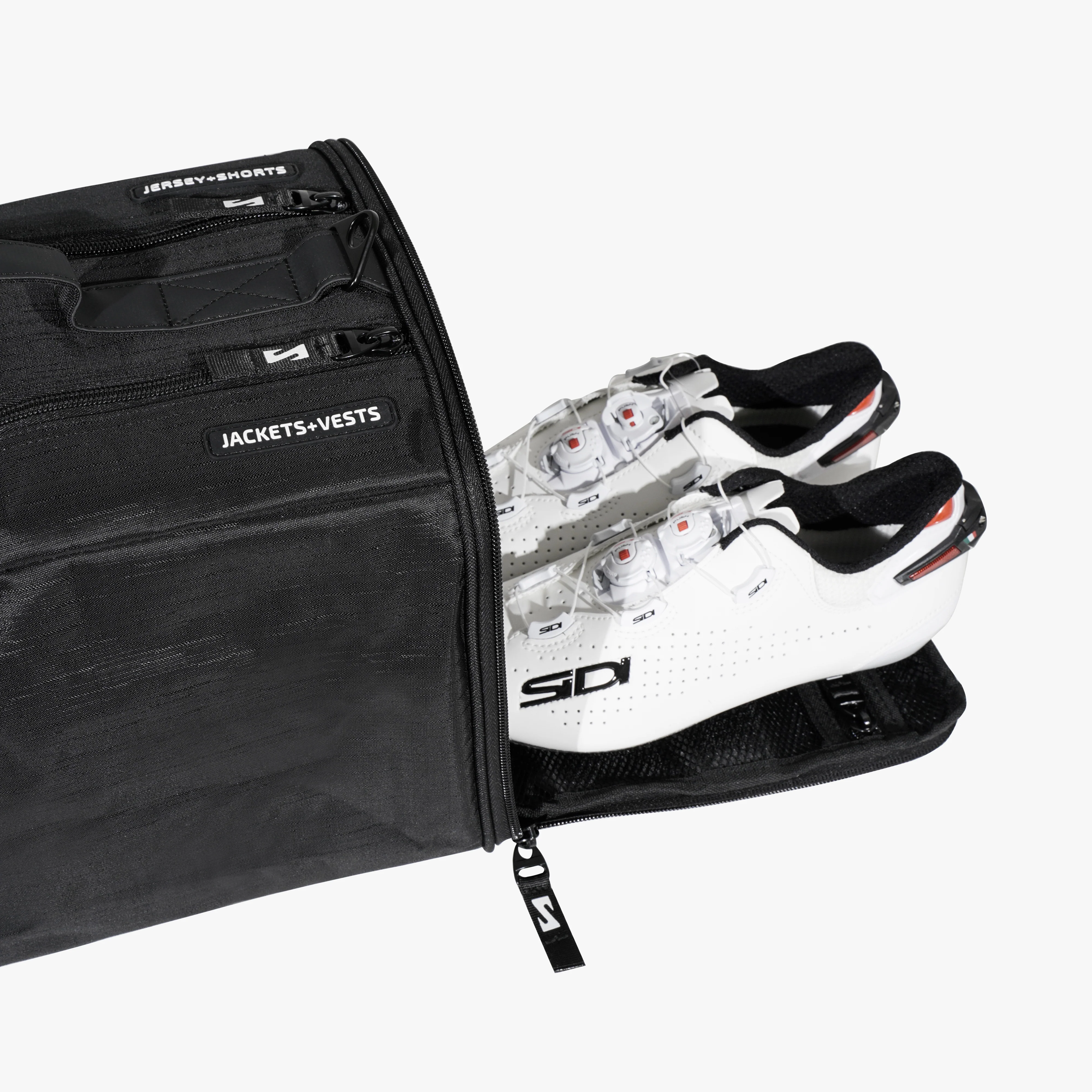 Scicon cycling rain gear bag with waterproof material and adjustable straps for bike riders' wet weather gear storage